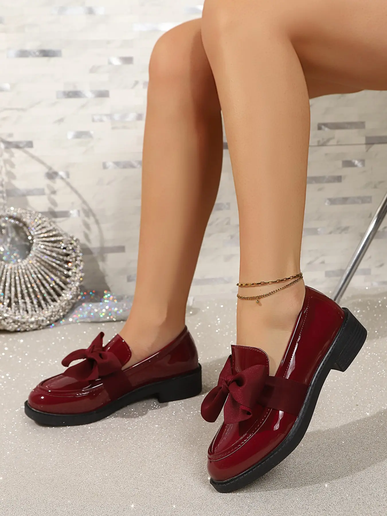 Women's Thick Sole Loafers, Comfortable Classic Casual Slip-On Shoes, Elegant Round Toe Design, Durable PU Leather, All-Season Formal Footwear, Casual Fashion Shoes