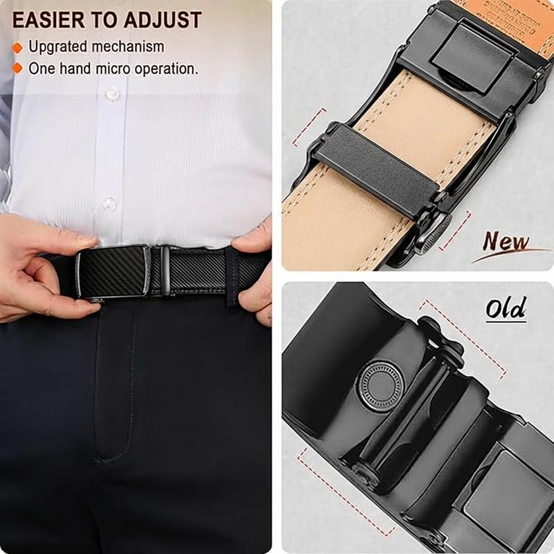 Engraved Men's Ratchet Belt - Personalized Leather Slide Belt with Automatic Buckle - Funny Valentine's Day Gift for Husband Boyfriend