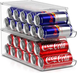 Sorbus Skinny Soda Can Organizer for Fridge - Set of 2 and Set of 4, Clear Plastic Can Holder Dispenser for Stacking Can Storage Kitchen Racks
