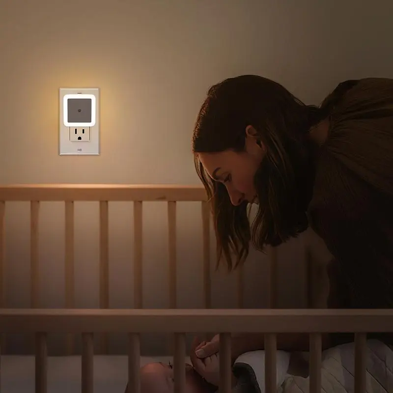 6PCS Night Lights Plug Into Wall, Plug in Night Light, Dusk To Dawn Nightlight Led Night Lights for Bedroom, Hallway Warm White for Kids Room, Bedroom, Bathroom, Stair Lights, Hallway Light