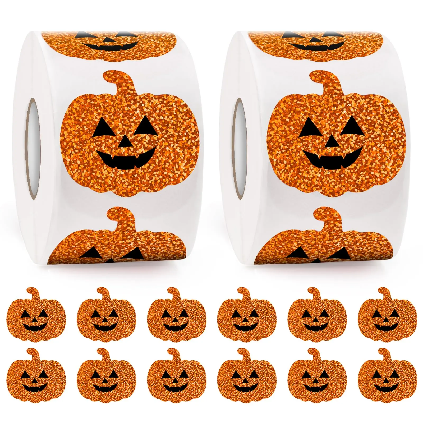 1000 Pcs Halloween Stickers - 1.5'' Pumpkin Stickers for Decorating