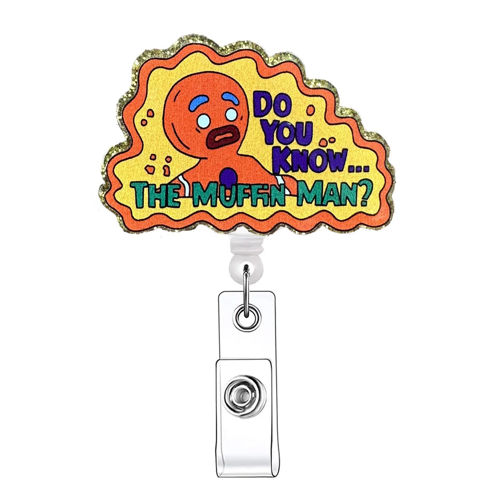 Funny Retractable Badge Reel, 1 Count Acrylic ID Holder with Clip, Identification Badges & Supplies for Nurses, Doctors, Students, Office Staff