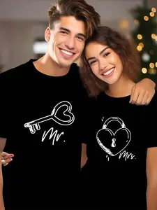 Wedding Gifts for Couples Matching Couple's Anniversary T-Shirts His & Hers Tees with "I Love My Wife/Husband" Print 100% Cotton Crew Neck Shirts Machine Washable for Anniversary Valentine's Casual Wear Comfortable Fabric