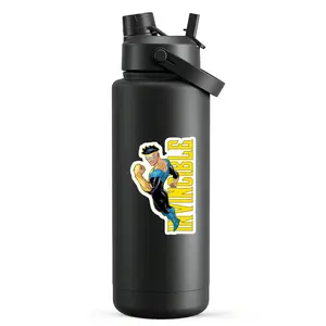 Invincible Strength Pose Vinyl Sticker, Mark Grayson Bold Comic Hero Decal with Vertical Logo for Laptop Water Bottle