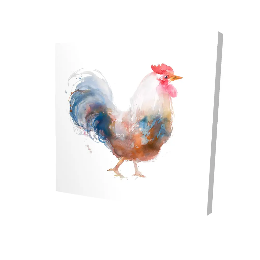 360 Stand 36" x 36" Watercolor Rooster Birds Wall Print, Artistic Farm Life Themed Nature Artwork, Brown Illustrative Home Decor for Supply Room, Gift, Decoration, Farm Life Enthusiasts, Decor Inspo, Country Rustic