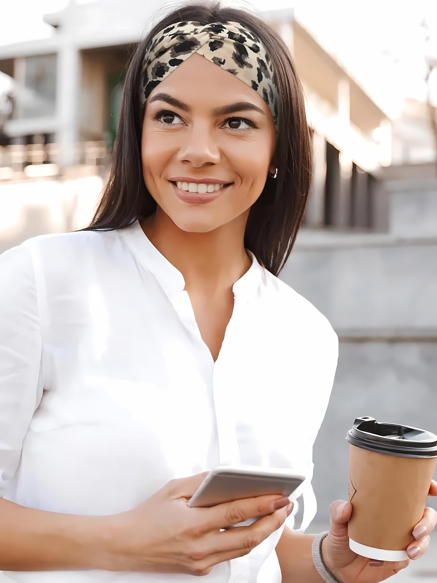 Women's 4-Piece Hairband Set, Elastic Boho Tie-Dye Headbands in Wide & Narrow Styles, Vintage Fashion Hair Accessories for Yoga, Sports, Makeup, Daily Wear & Workout