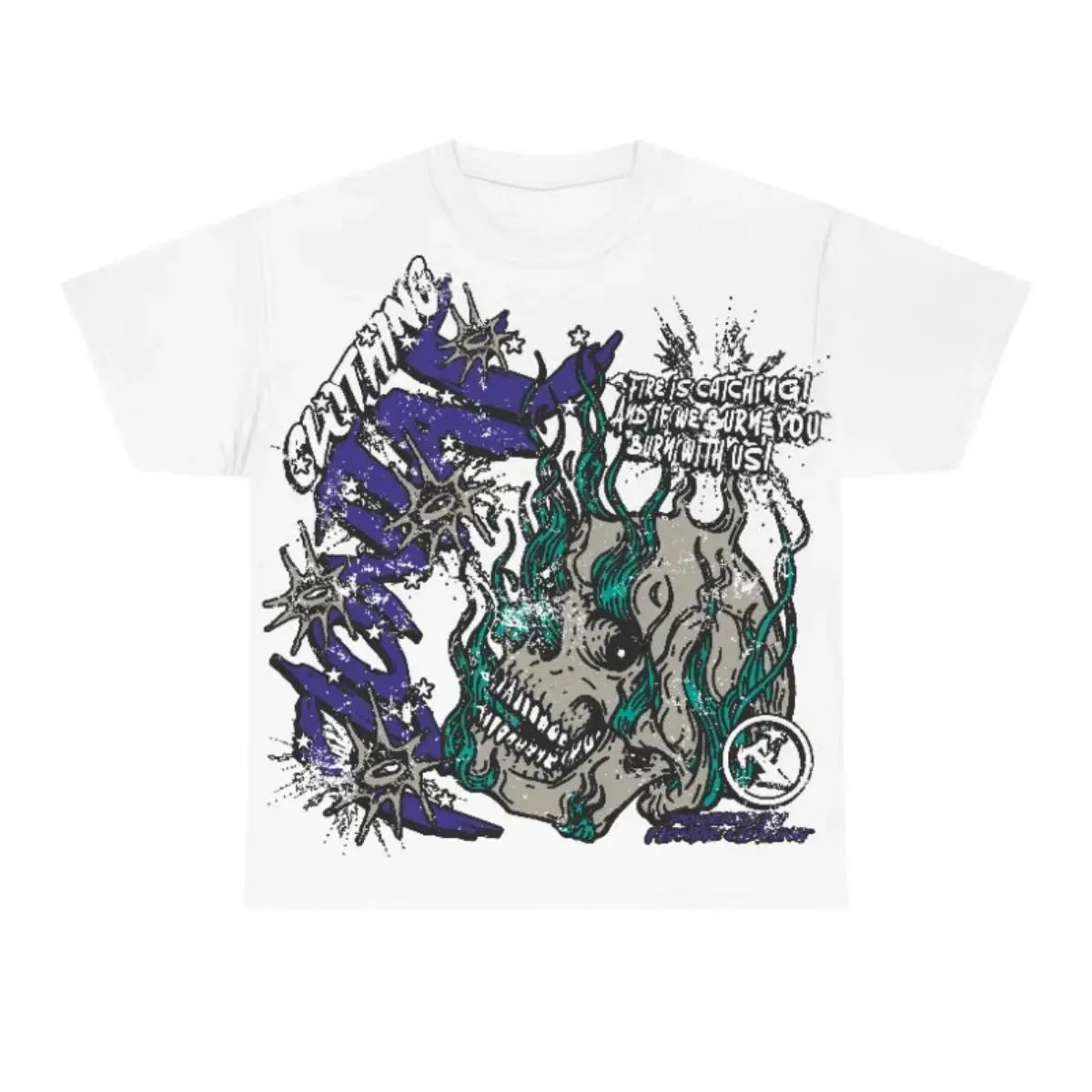 Menswear Graphic T-Shirt, Unisex "Catch Me" Print 100% Cotton Shortsleeve Streetwear Top for Grape 5s