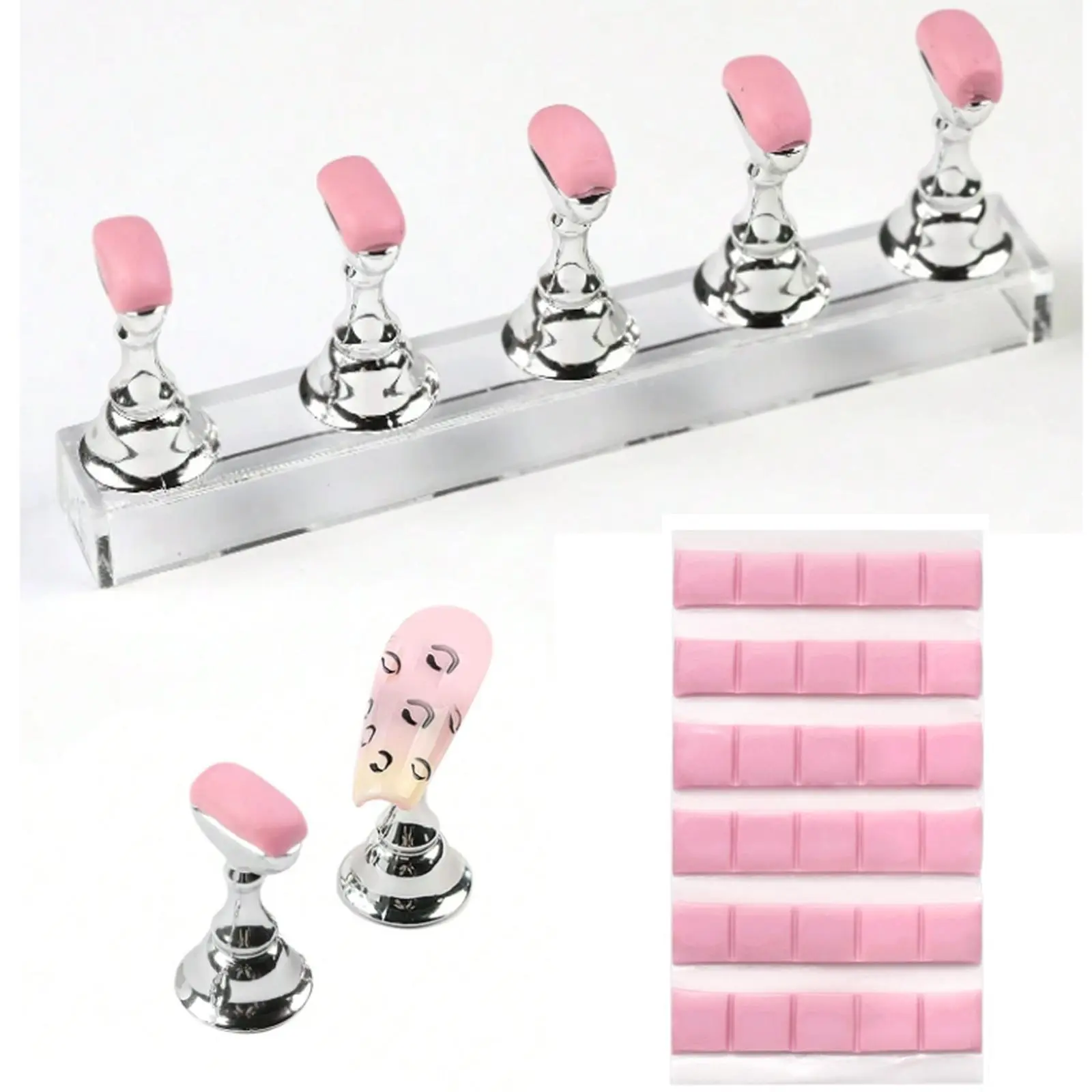 Nail Art Practice Nail Holder Tools Manicure Display Bracket Painted Nail Polish Glue Fixing Practice Nail Sheet 30 Clay Beginner Works Display Nail Art Special Tool Set Beginner Manicure Kit Nail Art Kits