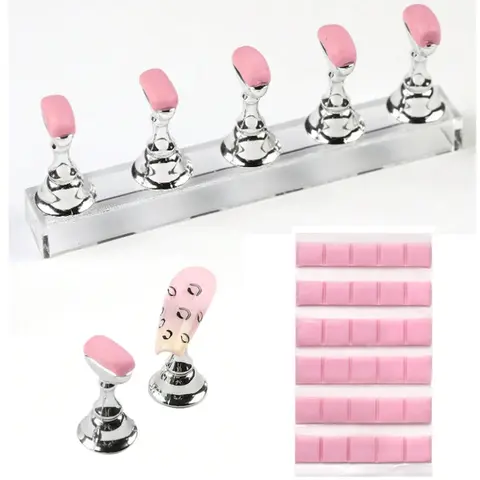 Nail Art Practice Nail Holder Tools Manicure Display Bracket Painted Nail Polish Glue Fixing Practice Nail Sheet 30 Clay Beginner Works Display Nail Art Special Tool Set Beginner Manicure Kit Nail Art Kits