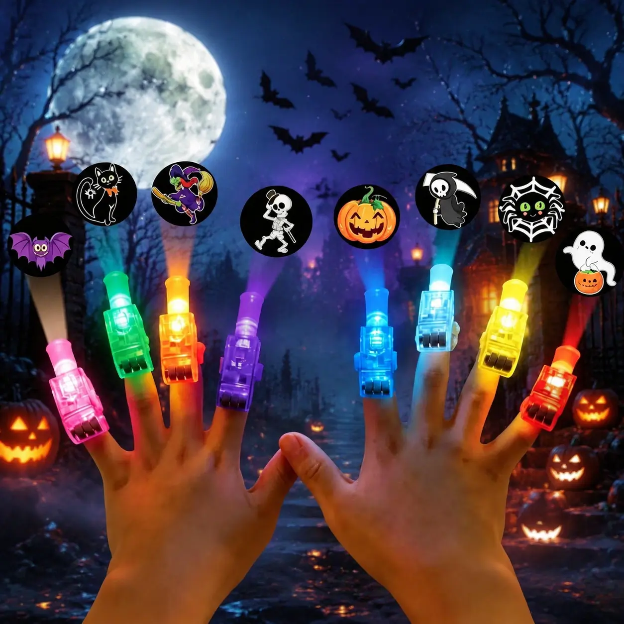 36 PCS Halloween Finger Lights Perfect Gift for Kids' Halloween Parties Classroom Rewards and Halloween Gift Boxes