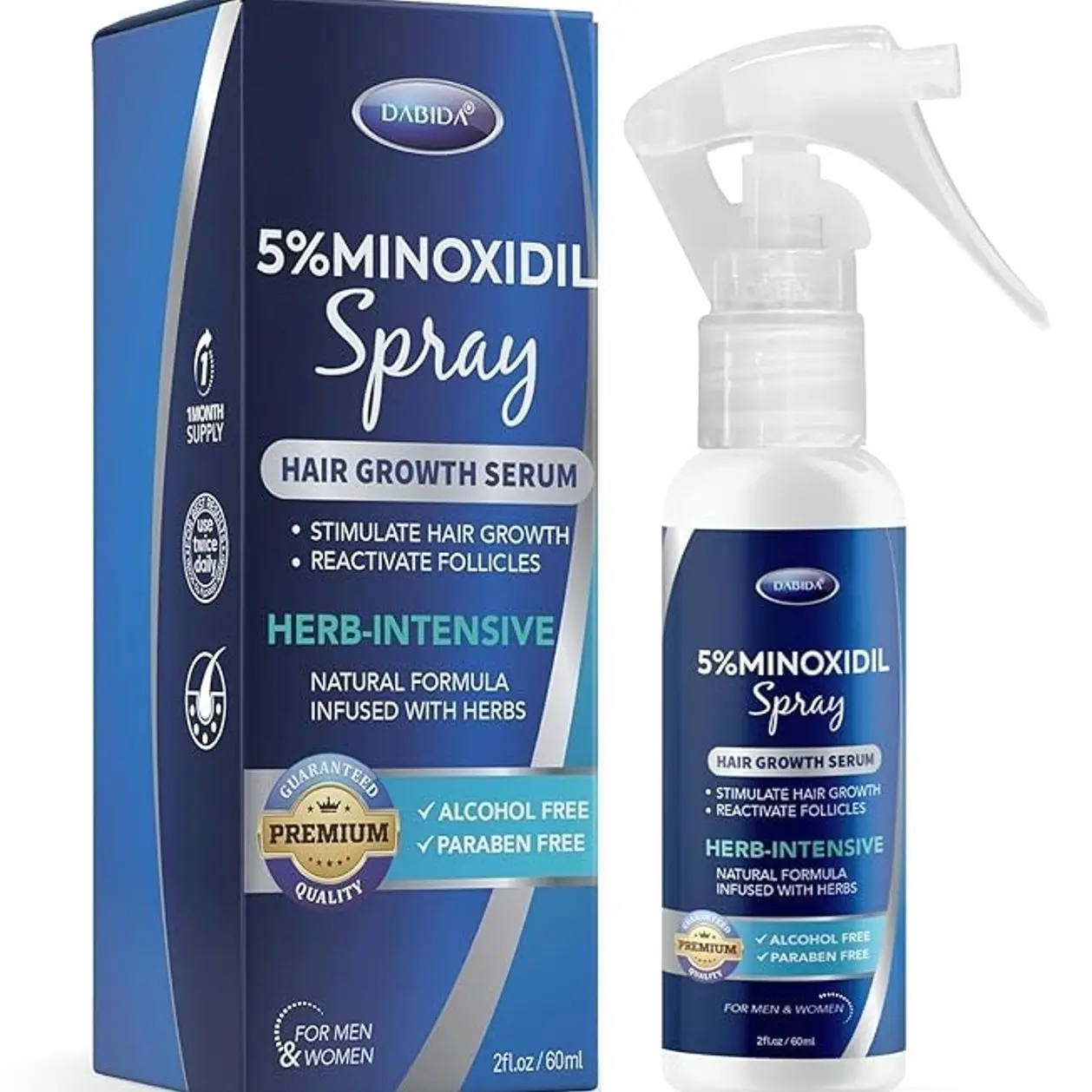 5% Minoxidil Hair Regrowth Spray - 60ml, For Men & Women