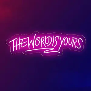 The World is Yours Neon Sign Dimmable World Yours LED Sign for Wall Decor USB  Neon Light for Man Cave  Bar Bistro Club Cafe Wedding  Room Birthday  Graduation Party