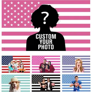 Custom American Flag 3x5 Ft - Pink American Flag Customizable Design Your Photo Personalized Tapestry Banner Bedroom Decoration