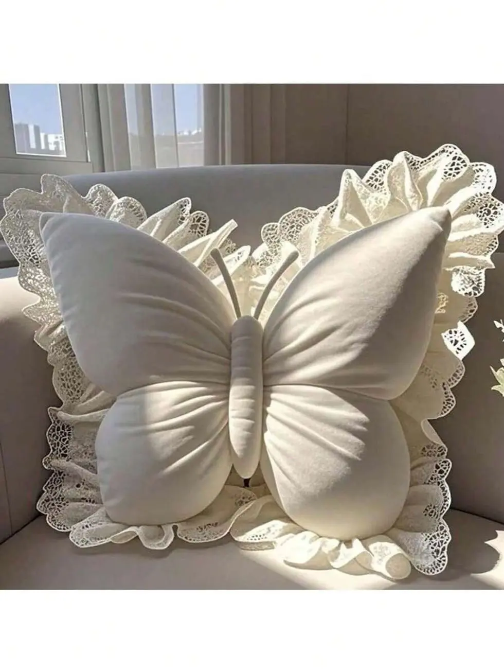 🦋 Velvet Butterfly Throw Pillow, Soft Plush Pink Decorative Cushion For Sofa, Bed, Bedroom And Home Decor.