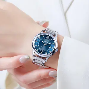 Balloon Series Light Luxury Women's Wristwatch with Burnt Blue Steel Hands and Calendar