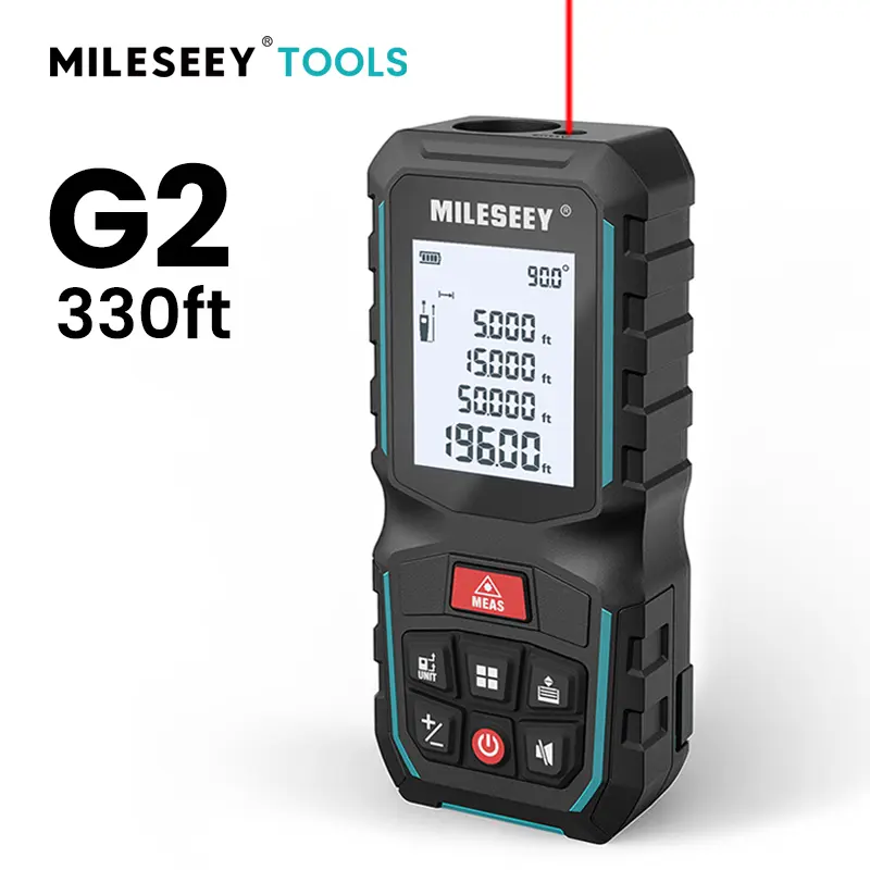 MILESEEY G2 330FT with Anger Sensor,D5T 165 FT with 2 Bubble Levels&connection to a mobile app,S5H 229FT Laser Measurement ，Outdoorfunol , ±1/16 inch accuracy, unit switching, backlit LCD, and Pythagorean mode. Measures distance, area. Christmas gifts