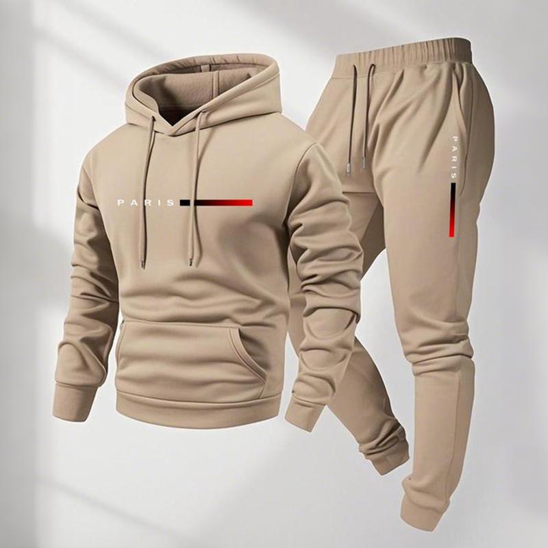 Men's Paris Letter Printed Hoodie and Drawstring Sweatpants Set, Menswear, Casual Athletic Long Sleeve Hooded Jacket & Trousers for Fall & Winter, Men's Clothing for Daily Wear, Sportswear Indoor Outdoor, Tracksuit, Athleisure Summer Clothes Men's Paris Letter Printed Hoodie and Drawstring Sweatpants Set, Menswear, Casual Athletic Long Sleeve Hooded Jacket & Trousers for Fall & Winter, Men's Clothing for Daily Wear, Sportswear Indoor Outdoor, Tracksuit, Athleisure Summer Clothes