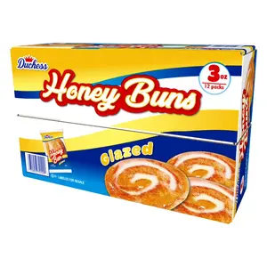 Duchess Honey Buns, Soft Glazed Sweet Rolls, 3 oz Each, 12 Pack, Ready-to-Eat Snack Treat