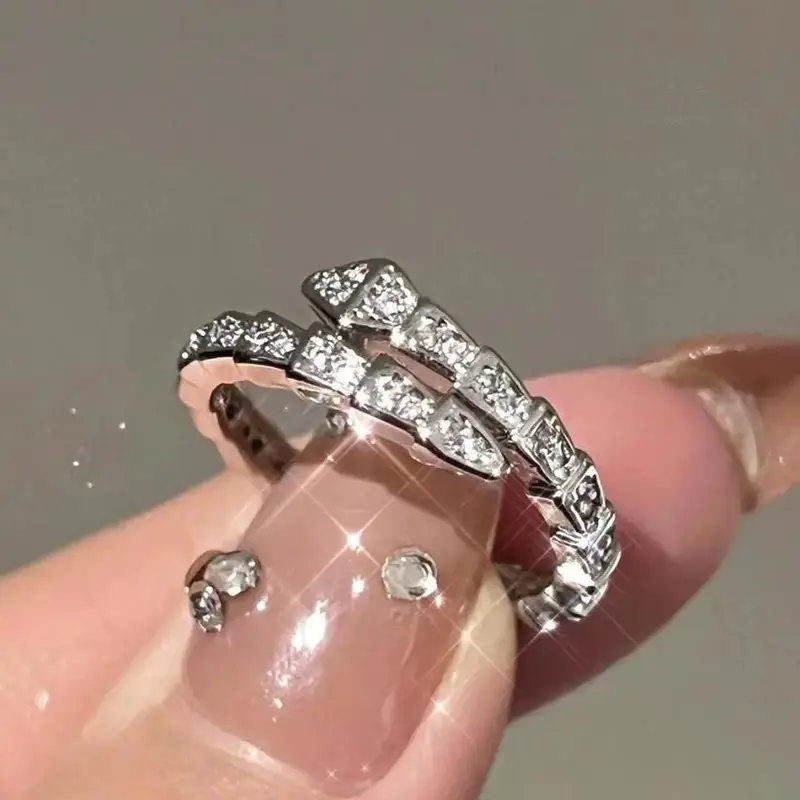 Full Rhinestone Open Adjustable Snake Ring, Statement Rings, Beautiful Rings, Elegant Vintage Jewelry Design, Perfect Daily Wear Accessory, Adjustable Rings, Rhinestone Decor Ring