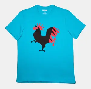 MAD ROOSTER by Mad King - Fitted Crew Neck Short Sleeve T-Shirt Summer Casual Medium Length Pima Cotton Tee