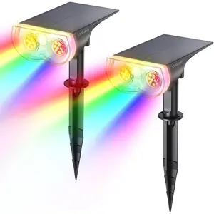 Solar Lights Outdoor Waterproof IP65, StarRay RGB Solar Spot Lights Outdoor, Color Changing Outdoor Solar Lights for Yard, Garden, Pathway, Holiday Decor (Multicolor, 2 Pack)