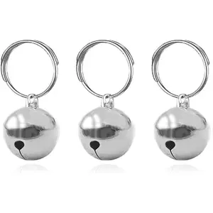 3 Pack Pet Bells for Dog Cat Collar Charm Stainless Steel Anti-Lost Training Bells 1/2-Inch Silver Metal Round Diameter 0.6 Inches