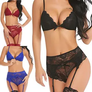Lace Corset Bra Briefs Garter Costumes Embroidery Women's Underwear(not include socks)