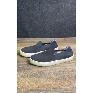 Rothy's The Sneaker Black White Blue Stripe Slip On Women's Shoes Size 5