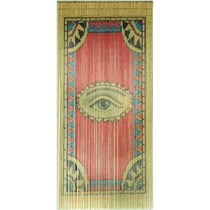 Beaded Curtain for Doorway - Boho Door Beads Curtain 35.5 x 78 Inches - 90 Strings, Hand-Painted Eye Design,  Room Divider for Modern Boho  Decor