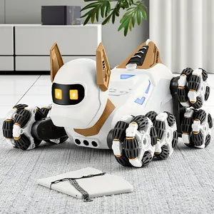 Rechargeable, children's electric remote-controlled toy pet, 8-wheel stunt car, remote-controlled stunt robot dog, with spray function, smart robot pet animal for boys and girls, remote-controlled singing and dancing birthday gift Interactive Puppy