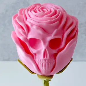 Skull Rose w/ Stem and Stand