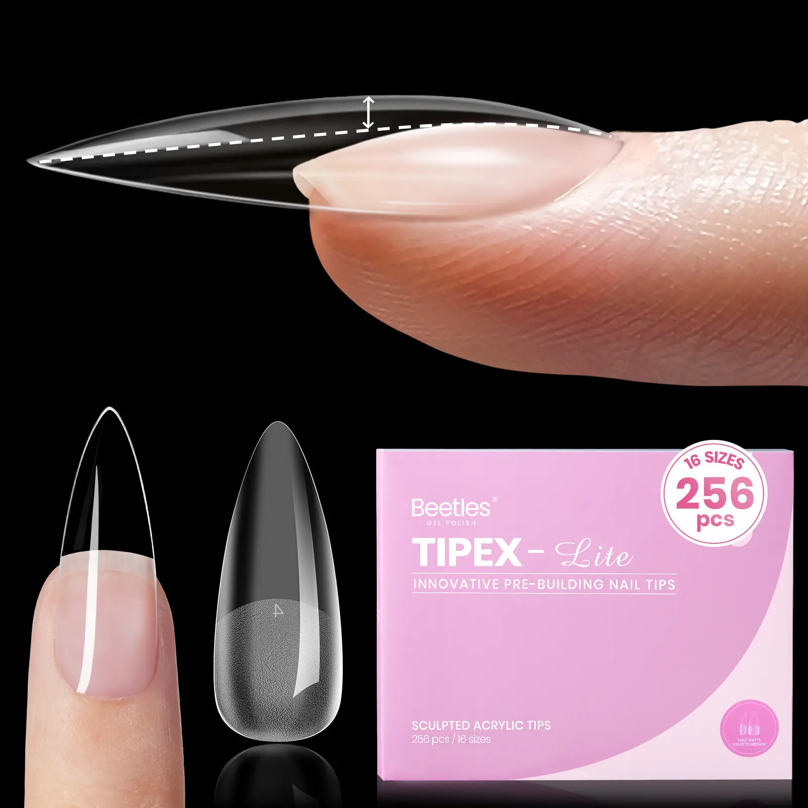 Medium Stiletto【Only Tips】16Sizes 256Pcs