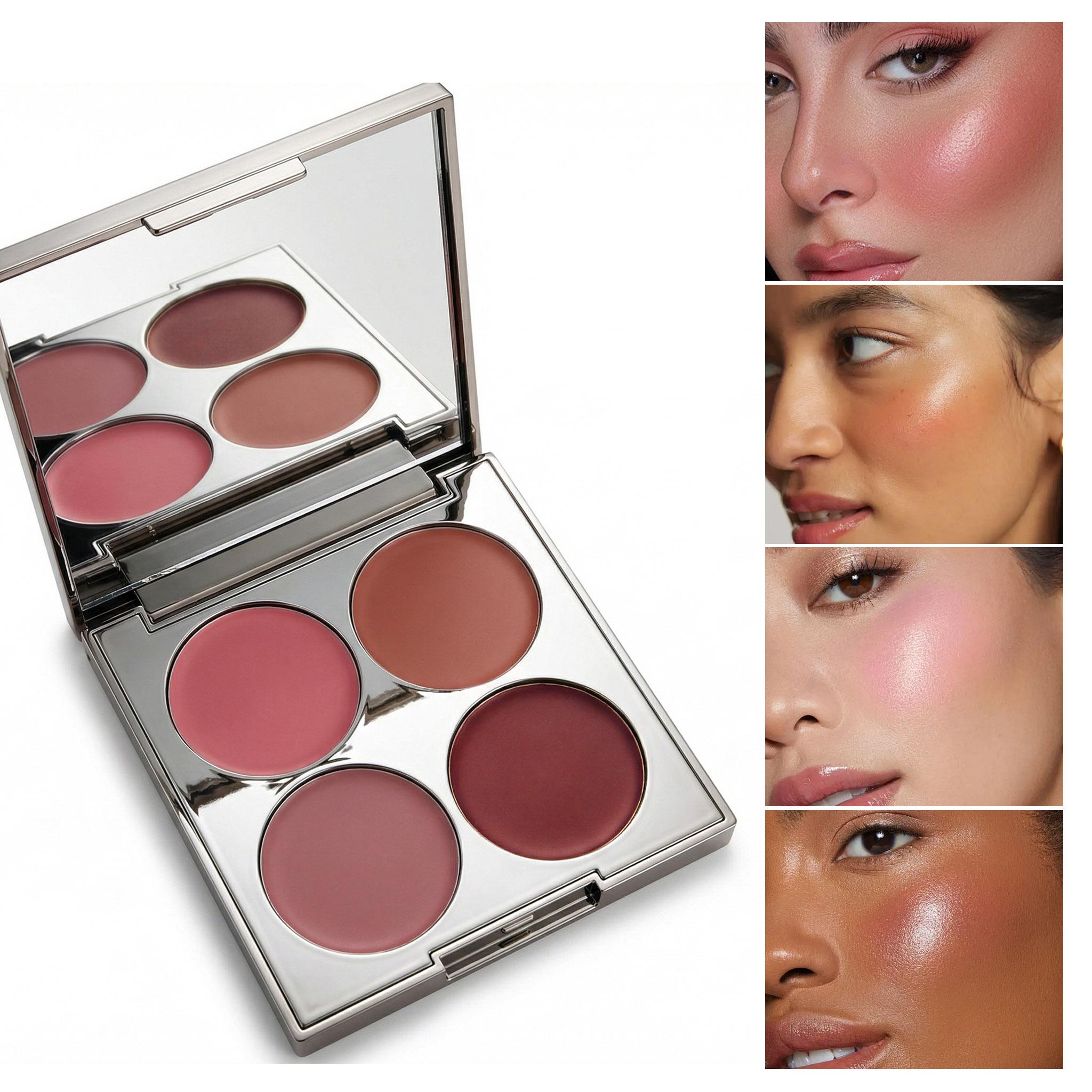 This 4-color blush cream palette is a game-changer for a natural, dewy flush. Buttery-soft texture blends seamlessly without caking or fading—perfect for busy mornings! Shades range from rosy pink to warm terracotta, suiting every skin tone and occasion.