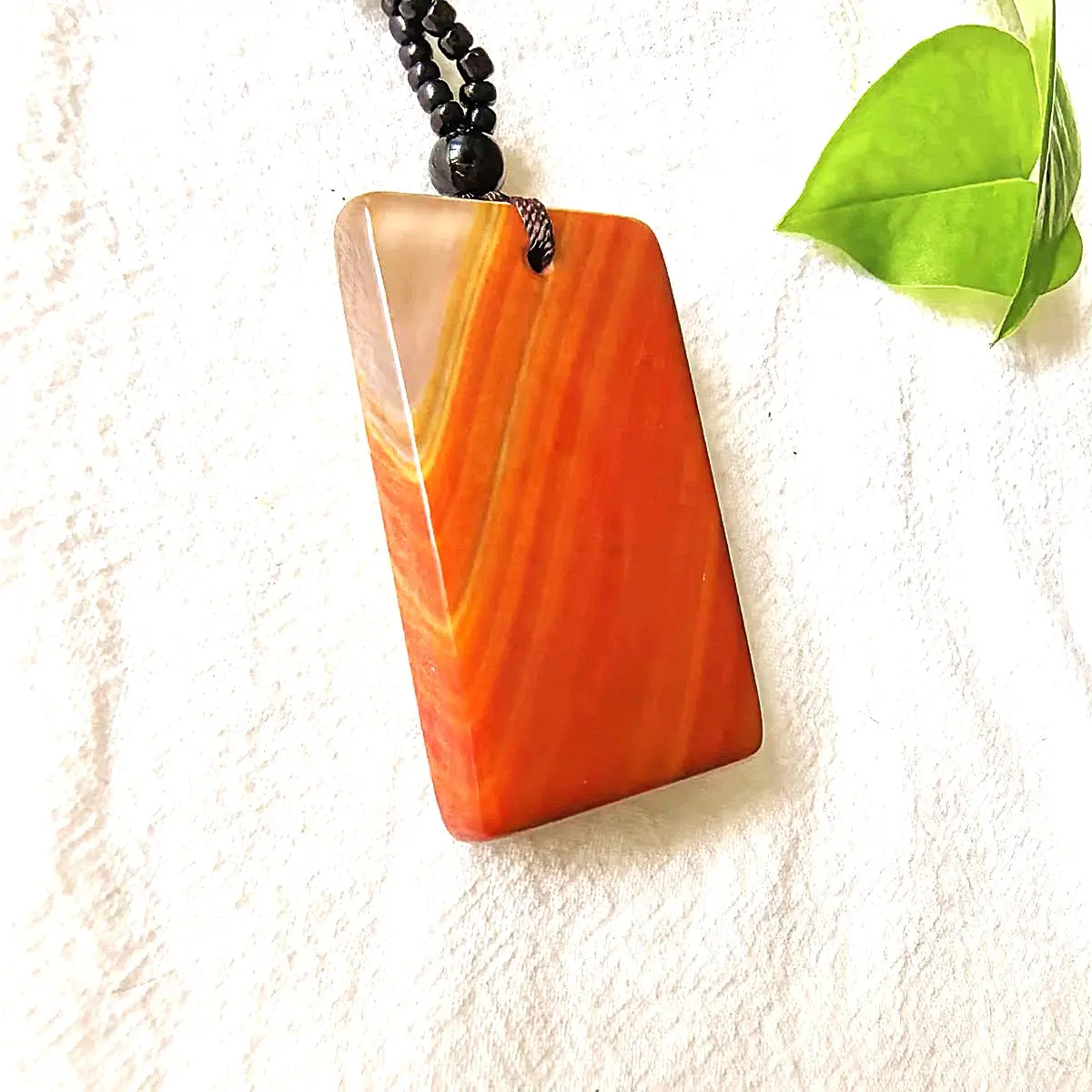 Red Agate Peace Pendant Necklace | Fire Energy | Red Stone Pendant, Natural Agate Rectangle Necklace, Symbol of Love, Emotional Balance & Inner Peace Crystal Jewelry for Men & Women, Everyday Pendant, Boho Necklace, Meditation Jewelry