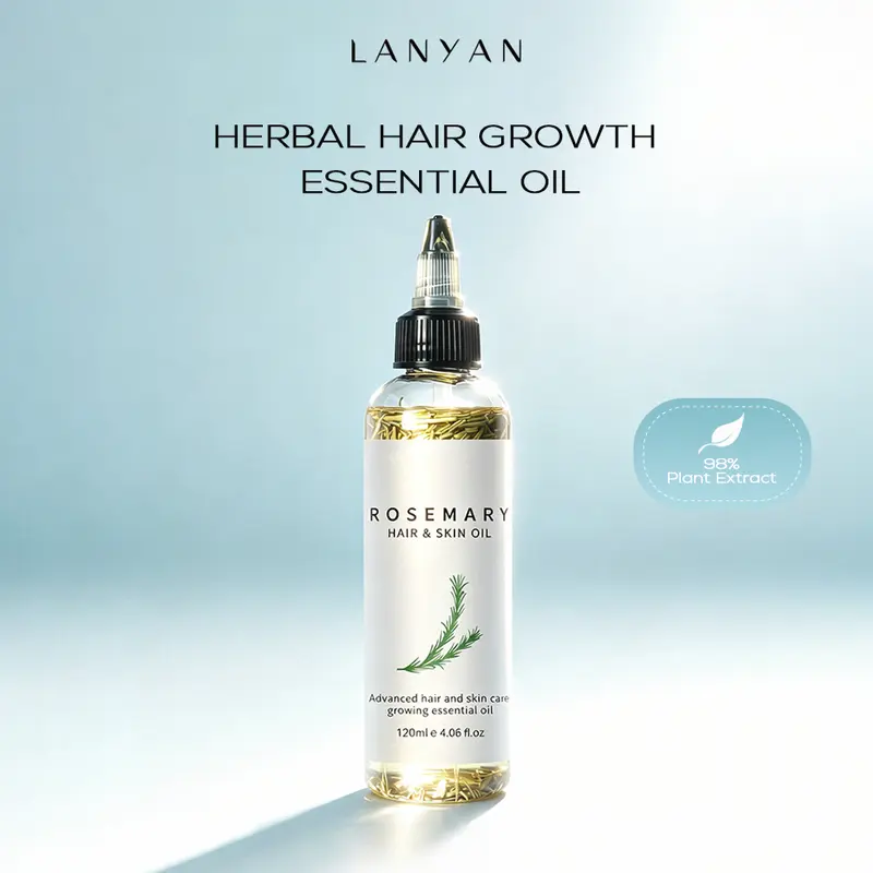 Organic Rosemary Hair Growth Treatment with Biotin & Essential Oils (4 Fl Oz/120ml) - Daily Root Enhancer, Damaged Repair, Frizz Control, Dry Scalp Soother, Split End Care, Hair-Moisturizing Strengthener for Voluminous Locks