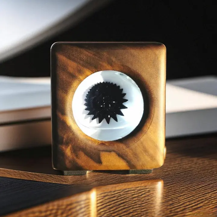 Solid Walnut Natural Grain Sound-Reactive Ferrofluid Music Rhythm Collectible Lamp - LED Ambient Lighting, Glowing LED Lights, Stress Relief Unique Gift for Audiophiles, Scientists