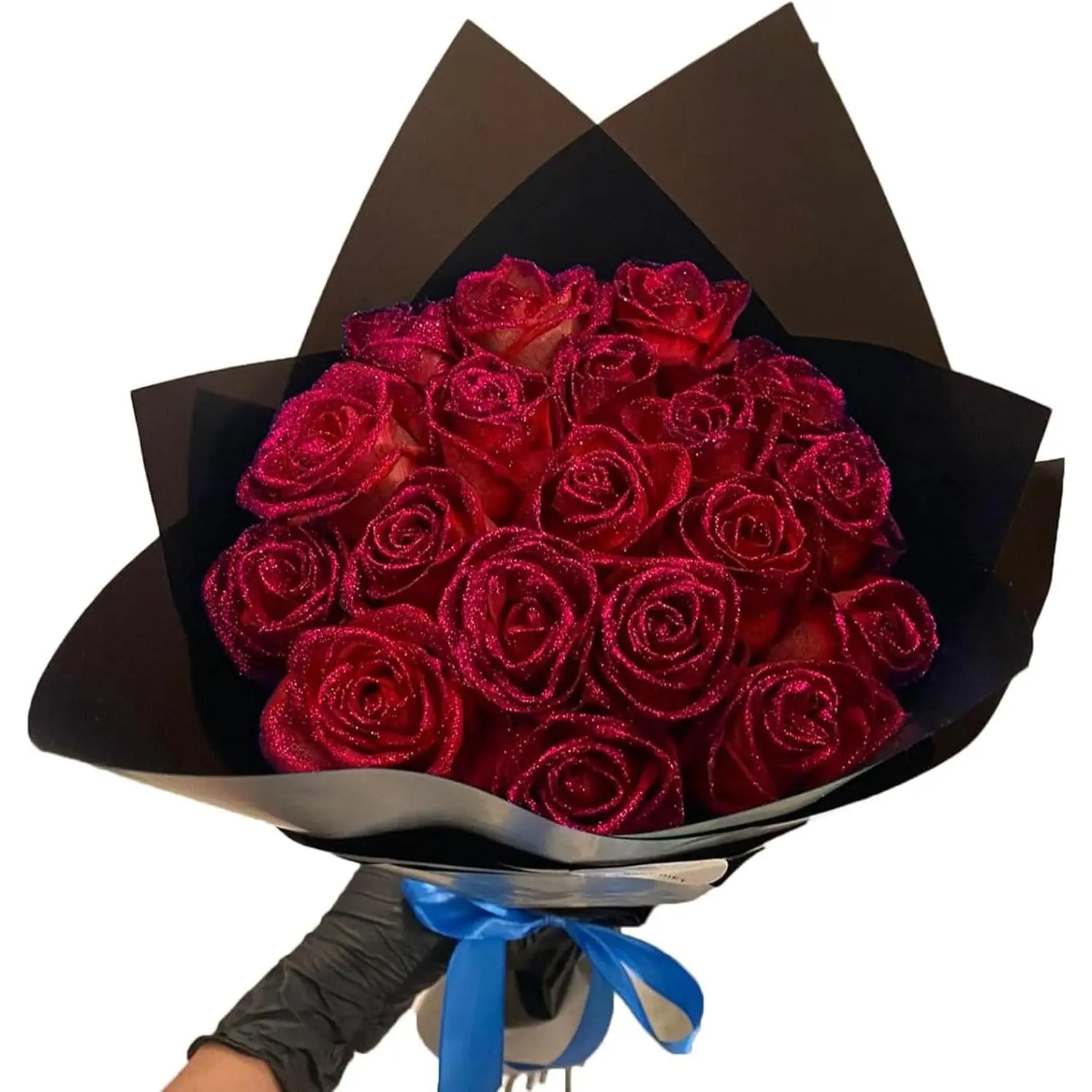 Glitter Rose Bouquet,Artificial Rose Flowers Bouquet,DIY Bouquet Shiny Fake Rose Bouquet Love Gift,Rose Glitter,DIY Bouquet Gifts for Valentine's Day Gift eternal flowers boutonnieres ribbon rose bouquet, forever rose FathersDayGift