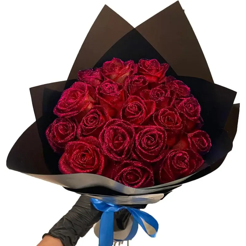 Glitter Rose Bouquet,Artificial Rose Flowers Bouquet,DIY Bouquet Shiny Fake Rose Bouquet Love Gift,Rose Glitter,DIY Bouquet Gifts for Valentine's Day Gift Decor Decorative bouquet  perfection, fake glitter flower