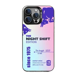 Rainbow Silver-Finish Phone Case with Red Bull Energy Drink Design — Compatible with iPhone 16 / 15 / 14 / 13 — Shockproof Silicone Gradient Back Cover