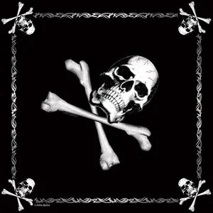 Black - Jolly Roger Emblem Army Bandana, 100% Cotton, 22" x 22"