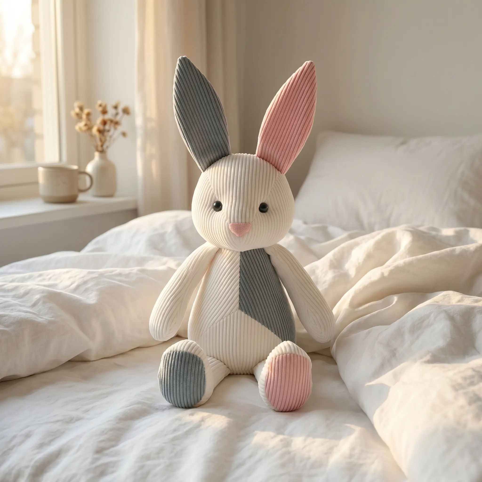 12“Soft Pastel Corduroy Bunny Plush - Shed-Free Aesthetic Nursery Decor - Cozy Snuggle Companion for Babies - Ultra-Soft Premium Corduroy - Baby-Safe & Lightweight - Perfect Gift for Baby Showers & Birthdays Soft Stuffed Animals Soft Stuffed Figure