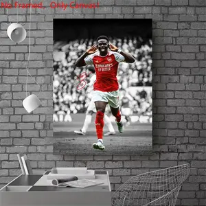 1 piece/set frameless canvas painting print poster, Classic Football player art，Bukayo Saka Celebration，a perfect gift for football loves, ideal gift for bedroom, living room, dorm hallway, kitchen, mural, wall decoration, room decor
