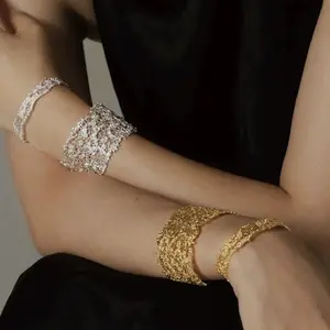 YEAHLOVE Vintage Woven Open Cuff Statement Bangle | Retro Luxury Jewelry for Everyday Wear, Gifting & Good Fortune