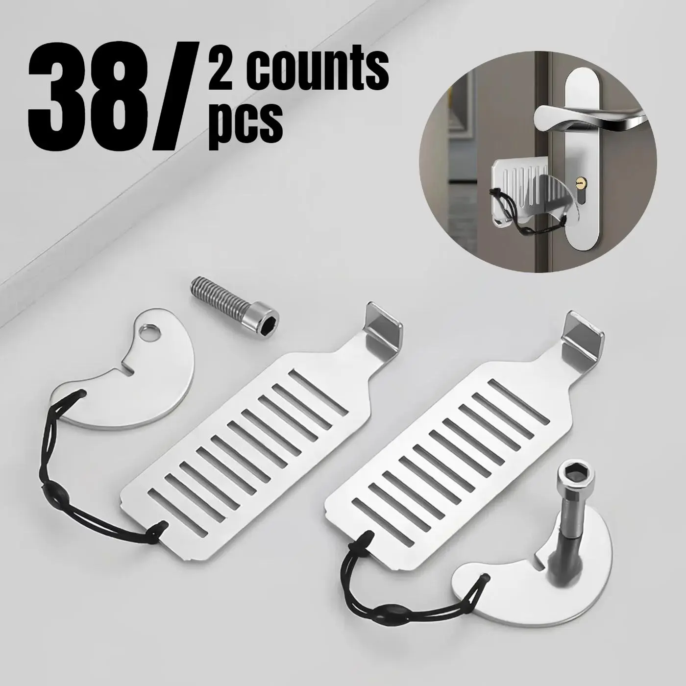 Portable Door Blocker Security Lock, Safety Lock, Door Blocking Tool, Door Self-defense Anti-theft Door Block, Door Hardware Suitable for Business Trips, Travel, Hotels, Home Use