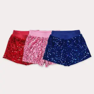 Girls' Sequin Glitter Shorts, Cute Red & Blue Summer Bottoms for Siblings, Outdoor Casual Sport Kids Clothing Girls