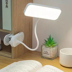 Creative LED Desk Lamp, USB Rechargeable Clip-on Desk Lamp, Flexible Touch 3-speed Dimming Dimmable Warm White Desk Lamp for Bedroom, Living Room, Office, Indoor Lighting