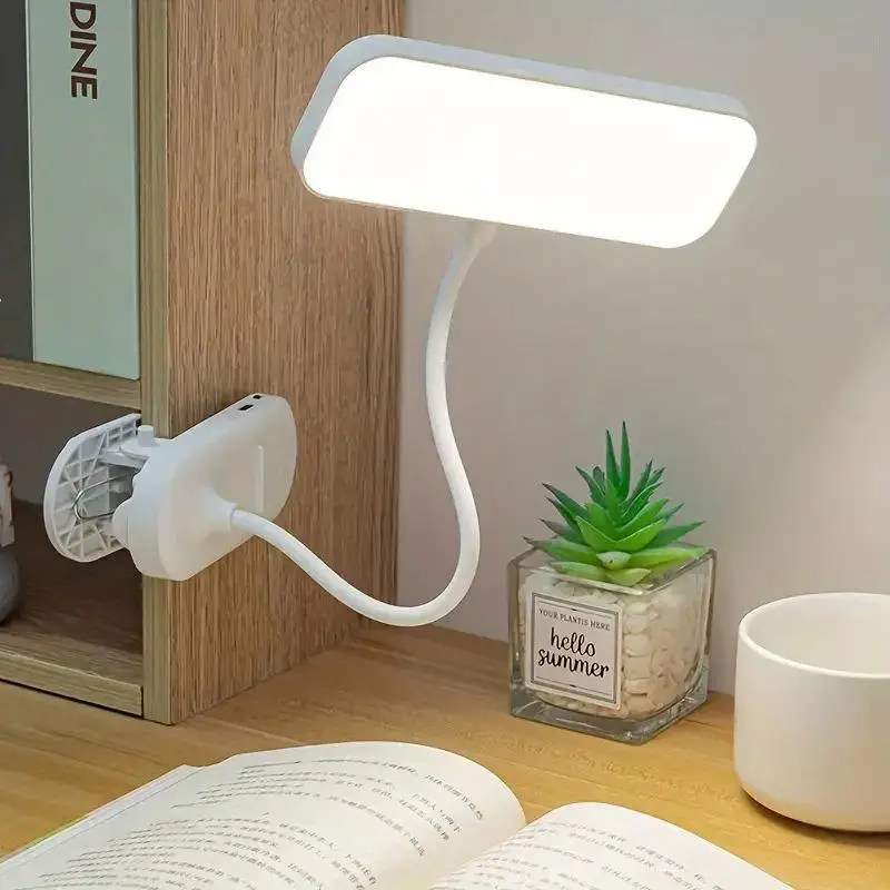 Creative LED Desk Lamp, USB Rechargeable Clip-on Desk Lamp, Flexible Touch 3-speed Dimming Desk Lamp for Bedroom, Living Room, Office