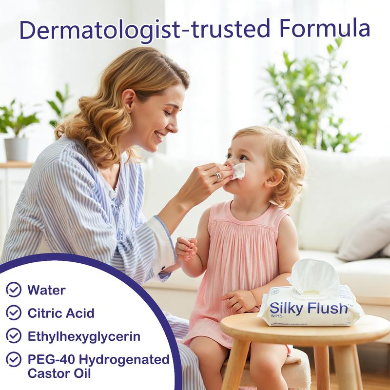 Hoppi Flushable Baby Wipes, 99% water content, hypoallergenic, suitable for sensitive skin, plant-based formula, fragrance-free, safe for sewers and septic systems, silky smooth and easy-to-flush toilet training wipes for toddlers (224 wipes, 4 packs)