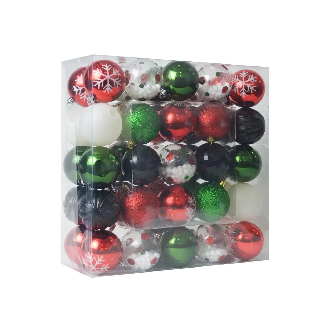 212 MAIN 50-Pcs Shatterproof Shimmering Mix-Color Home Decor Ornaments Pack, Indoor Safe Boxed Festive Decor for Holiday Tree Decoration