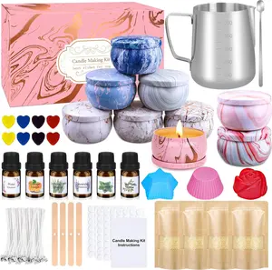 Candle Making Kits for Adults, Candle Making Supplies Accessory, DIY Scented Candle Set with Soy Wax, Essential Oil, Wicks, Wax Melting Pot, Moulds, Candle Jars, Dye, Make Your Own Candles